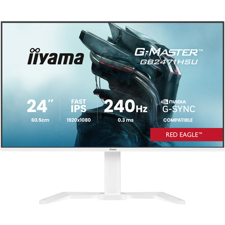 Iiyama G-Master Red Eagle GB2471HSU-W1 23.8 monitor gaming (blanco (mate), 2x HDMI, display port, USB-A, USB-C, 240 Hz)