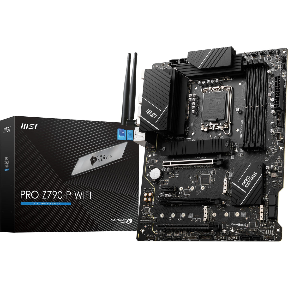 Placa base Msi Pro Z790-P WiFi Socket 1700 (negra, RAID, 2,5 GB-LAN, WiFi 6e, BT, Sonido, ATX)