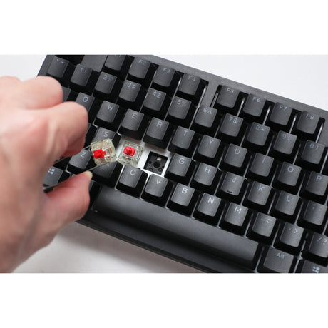 Teclado mecánico para juegos Ducky zero 6108 classic black rgb (negro, diseño estadounidense (qwerty), rojo cereza mx2a, 100%, leds rgb, pbt de doble disparo, intercambio en caliente, 2,4 ghz | bluetooth | usb-c)