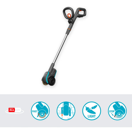 Cepillo desmalezado a batería gardena easyweed 1800 18v p4a solo quitamalezas (gris turquesa, batería y cargador no incluidos, potencia para toda la alianza)