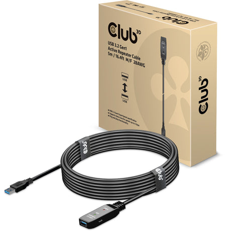 Cable de extensión repetidor activo USB 3.2 Gen1 Club 3D (negro, 5 metros)