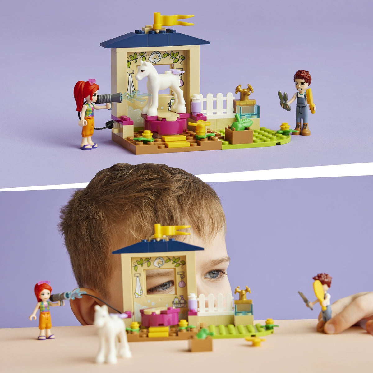 Lego friends - juguete de construcción del establo de lavado de pony (41696)