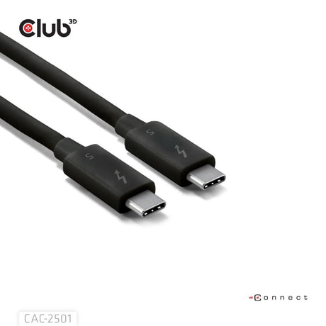 Cable club 3d thunderbolt 5 certificado 8k240hz (negro, datos 80 120 gbps, epr 240 vatios, 1 metro)