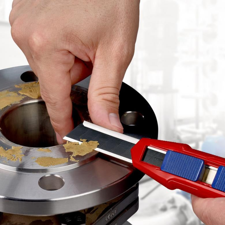 Knipex cutix cortador de cajas de cuchillos universal (rojo azul, incl. 2 hojas de cuchillo)