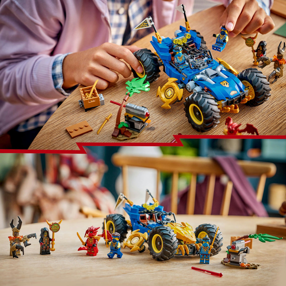 Lego ninjago - juguete de construcción del coche transformador de jay (71856)