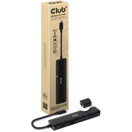 Club 3D CSV-1592 Estación de acoplamiento de concentrador USB tipo C 7 en 1 (negro)