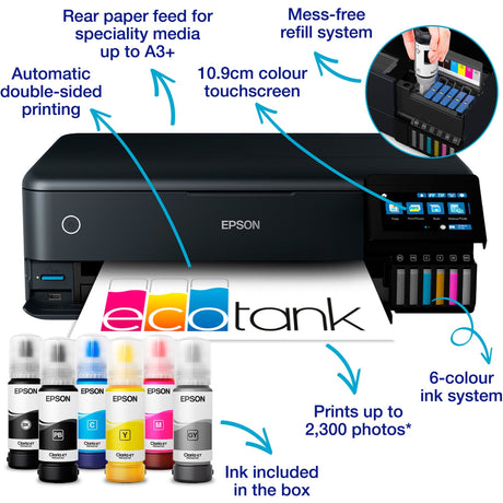 Epson ecotank et-8550 impresora de inyección de tinta todo en uno (negro, USB, WLAN, escanear, copiar)
