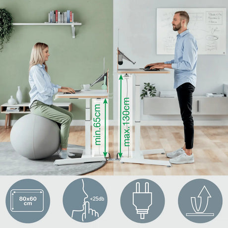 Escritorio eléctrico Leitz ergo sit-stand - regulable en altura - escritorio pequeño - con función de memoria - 80 x 60 cm - blanco