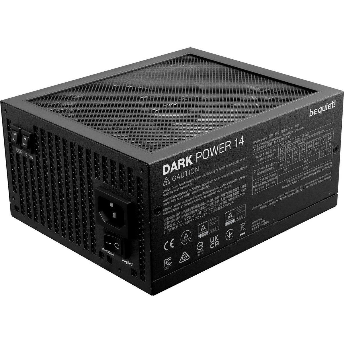 ¡Tranquilizarse! fuente de alimentación modular dark power 14 de 1000 vatios (negro, 1x 12v-2x6, 4x pcie)