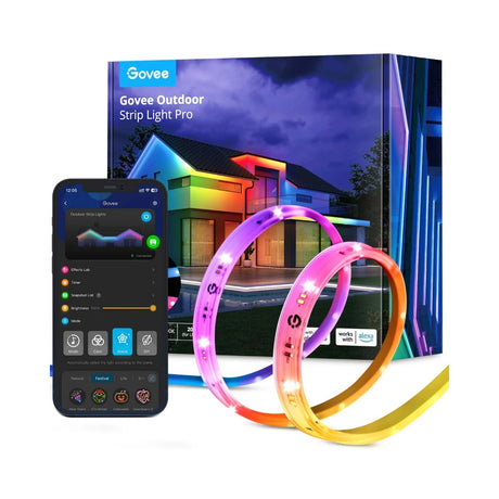 Tira LED inteligente para exterior Govee - 10 metros ip65 - rgbicww - control por aplicación - alexa google