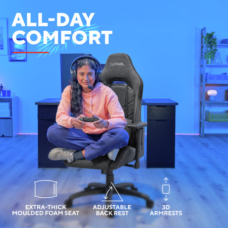 Trust GXT 723 Ruya cómoda silla gaming de tela (gris)