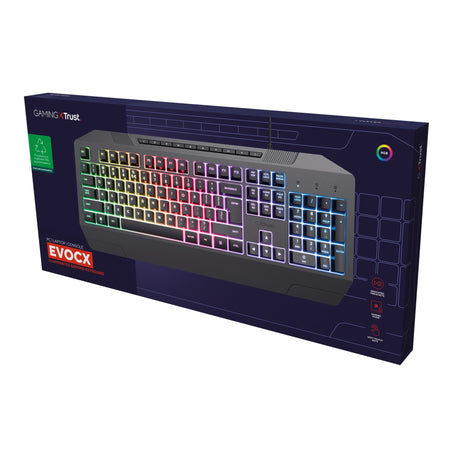 Trust GXT 836 EVOCX RGB teclado para juegos (negro, disposición US (QWERTY), membrana, 100%, RGB)