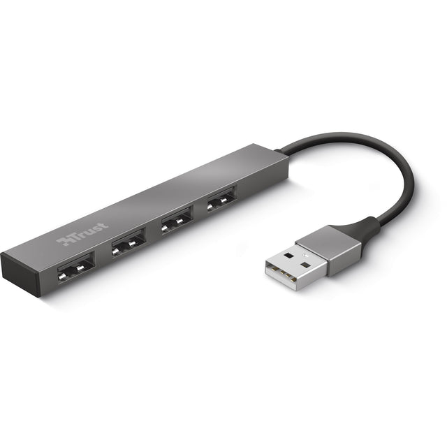 Trust halyx mini concentrador USB de aluminio de 4 puertos Concentrador USB (aluminio)