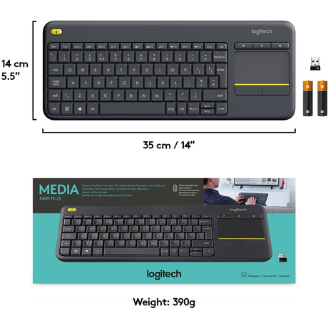 Teclado Logitech k400 plus (antracita, diseño UE (QWERTY))