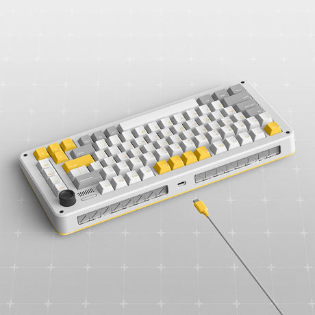 Teclado mecánico inalámbrico Ty iqunix zx75 gravi wave (gris, diseño estadounidense (qwer), rojo gateron, 75%, leds rgb, intercambiables en caliente, pbt de doble disparo, 2,4 ghz | bluetooth 5.1 | usb-c)
