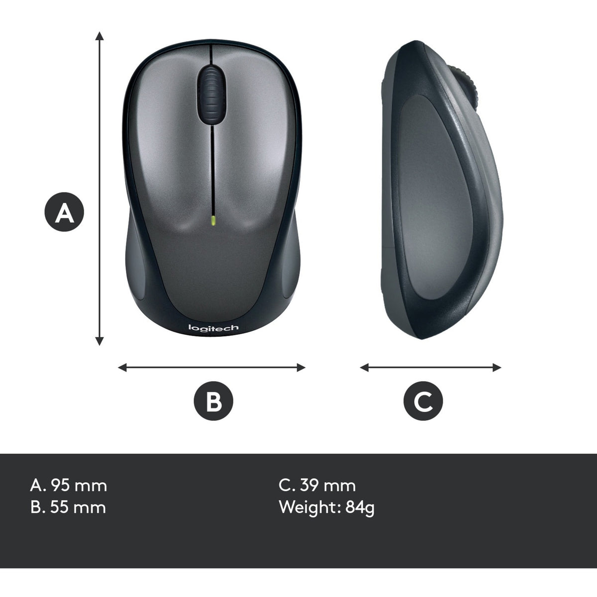Ratón inalámbrico Logitech m235 (negro gris, nano receptor)