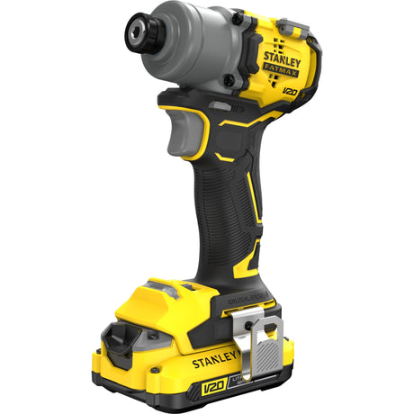 Atornillador de impacto sin escobillas Stanley v20 18v (amarillo negro, estuche, 2 baterías y cargador incluidos)