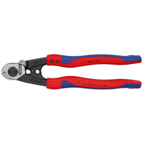 Tijeras para alambre de acero Knipex con gancho de montaje 95 62 190 alicates de corte (azul)