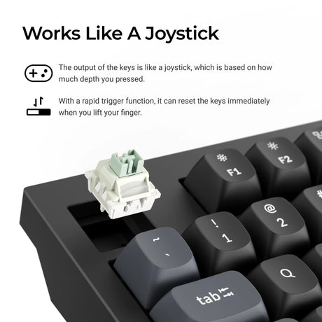 Teclado con interruptor magnético Keychron q5 he 8k (negro, diseño estadounidense (qwerty), lima ultrarrápido, 96%, leds rgb, pbt de doble disparo osa, intercambio en caliente, perilla)