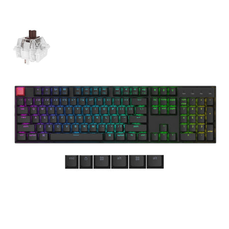 Teclado mecánico Keychron k10x-b3 rgb (negro, diseño estadounidense (qwerty), súper marrón, 100%, rgb, teclas pbt de doble disparo cereza, bluetooth usb-c)