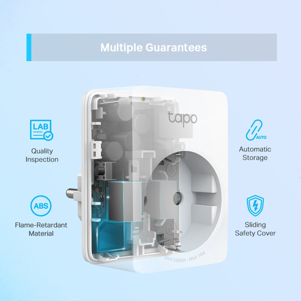 Tp-Link Tapo P100 Mini Smart WiFi Socket (paquete de 4) Enchufe con interruptor (blanco, paquete de 4)
