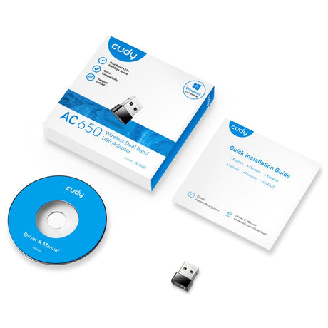 Cudy ac650 adaptador inalámbrico mini usb wlan de doble banda (negro)
