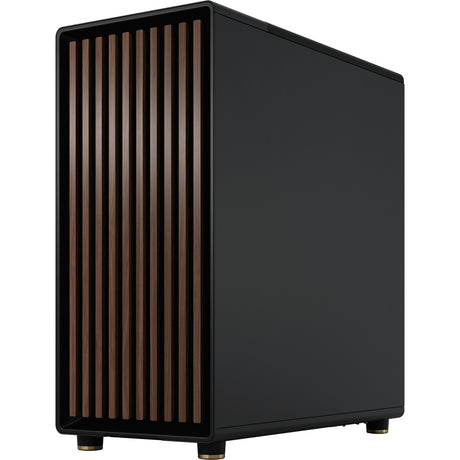 Carcasa de torre midi norte con diseño fractal (color madera negra | 2x USB-A | 1x USB-C | vidrio templado)