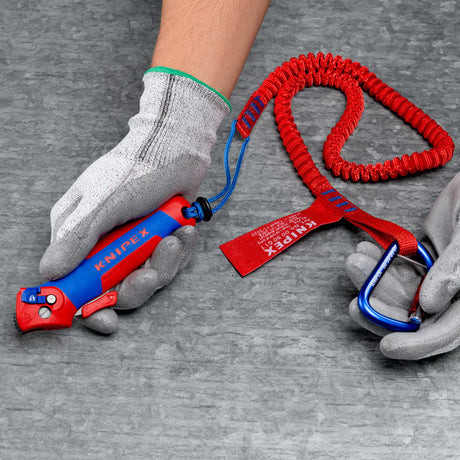 Navaja para cables Knipex, con zapata deslizante (rojo azul)