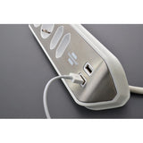 Brennerstuhl ®estilo regleta de caja de conexión de esquina con función de carga USB 4 vías 2x enchufes protectores 2x euro plata blanco