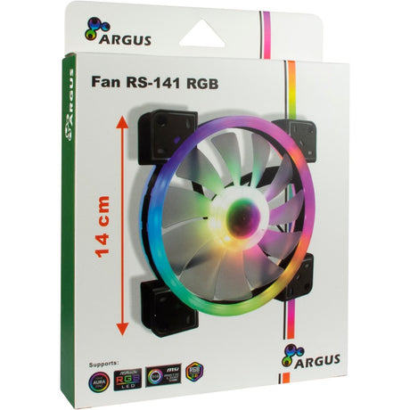 Inter-tech argus rs-141 rgb ventilador de caja (negro, 140 x 140 x 25 mm, pwm)