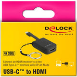 Delock USB-C > Llavero adaptador HDMI (negro, 4k 30hz)