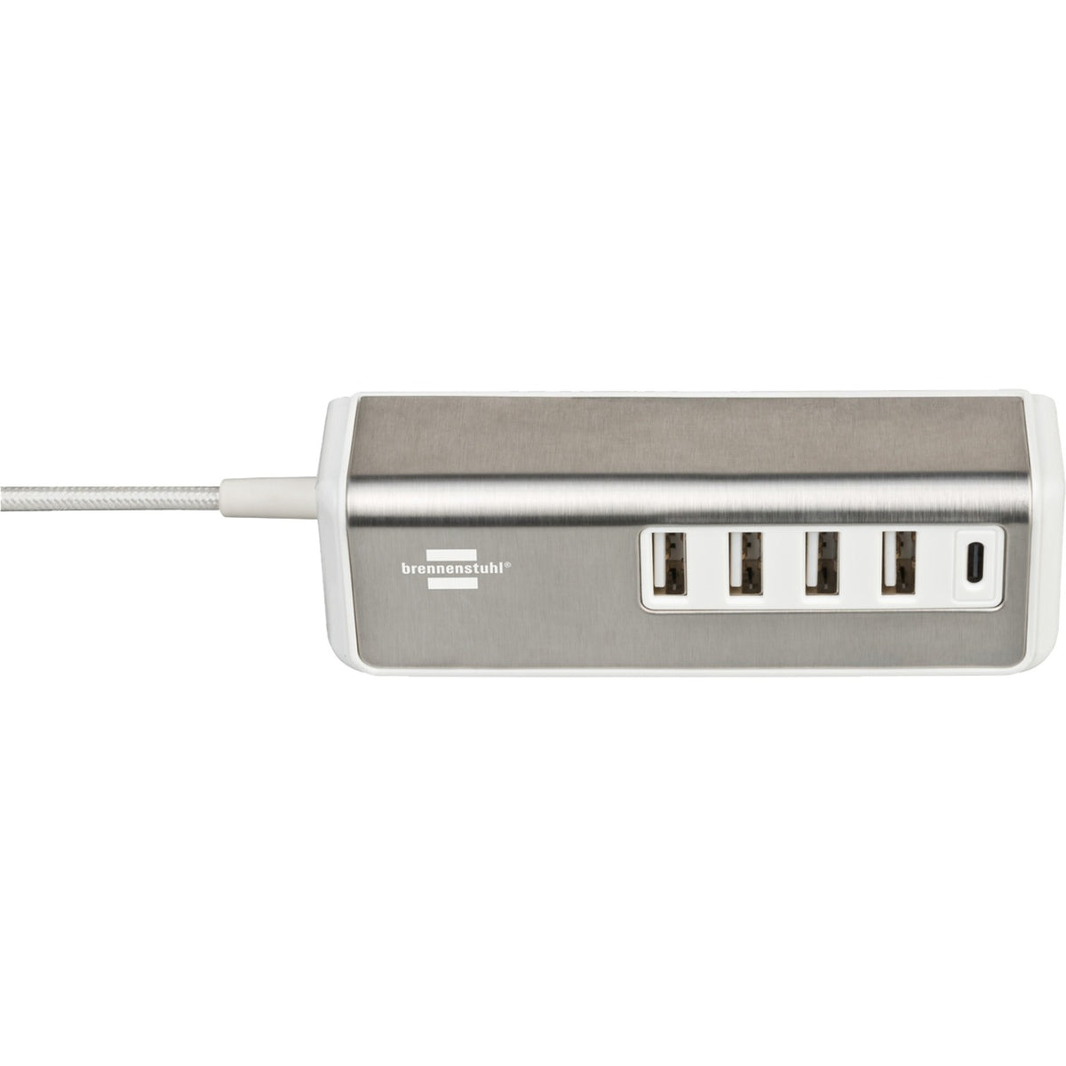 Cargador USB múltiple Brennerstuhl estilo (acero inoxidable blanco)