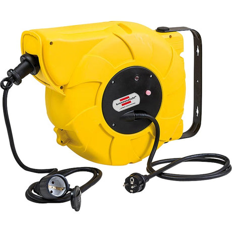 Enrollador de cable automático para exterior Brennerstuhl (cable 16+2m, para montaje en pared y techo, IP44) amarillo