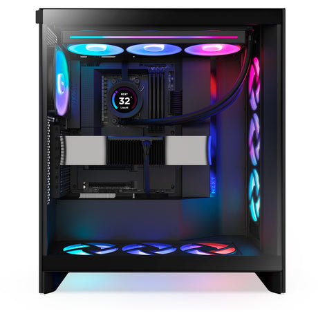 Carcasa midi tower nzxt h7 flow rgb (2024) (negro | 2x usb-a | 1x usb-c | rgb | vidrio templado)
