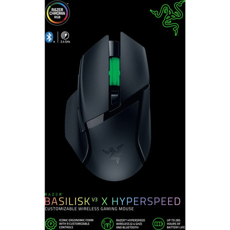 Razer basilisk v3 x mouse para juegos de hipervelocidad (negro, 400 - 18000 ppp, inalámbrico de hipervelocidad, bluetooth)