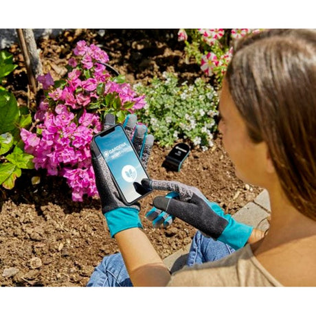 Conjunto de sensor de control de riego inteligente Gardena, ordenador de riego (gris turquesa)