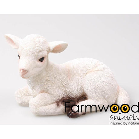 Estatua de jardín animales Farmwood cordero acostado blanco 19,5x11x12,5cm