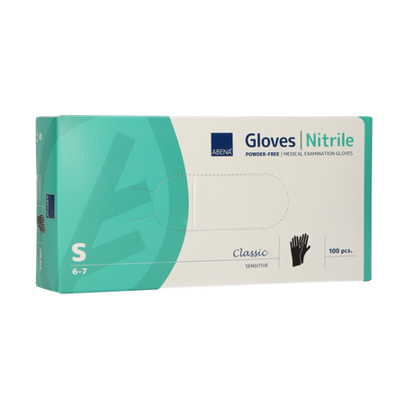 Abena guantes nitrilo sin polvo talla pequeña 100 piezas negro