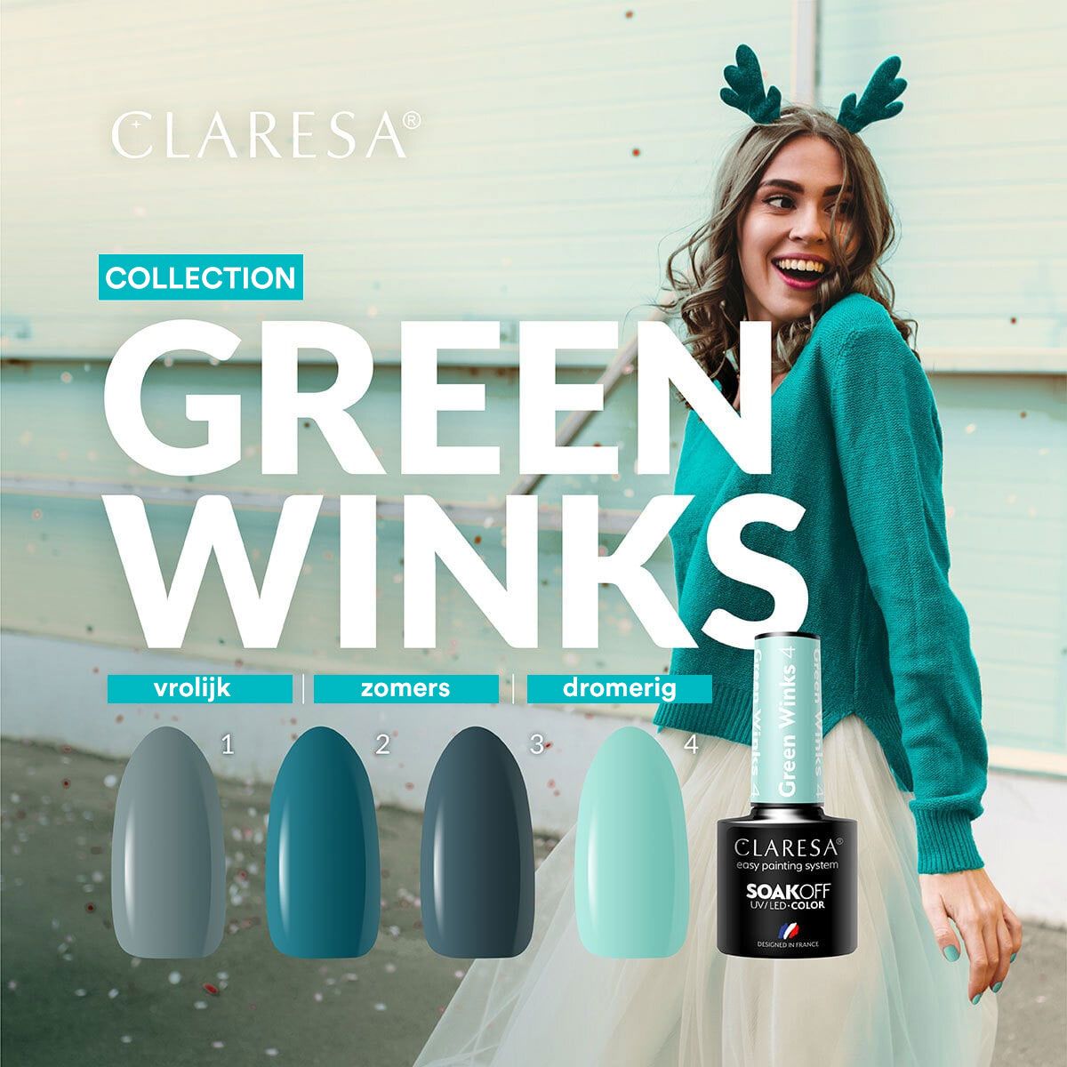 Claresa Esmalte Gel UV LED 5ml Verde Guiños 2