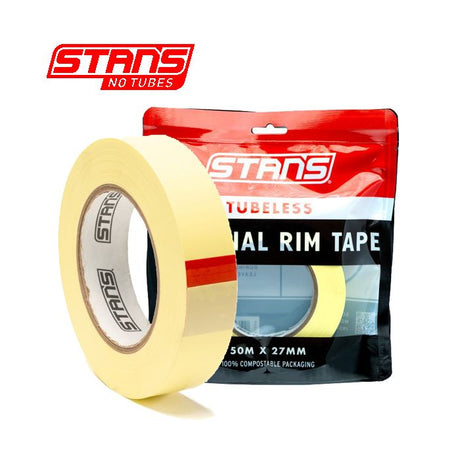 Fondo de llanta stans notubes cinta amarilla 27 mm de ancho rollo de taller 50 metros as0323