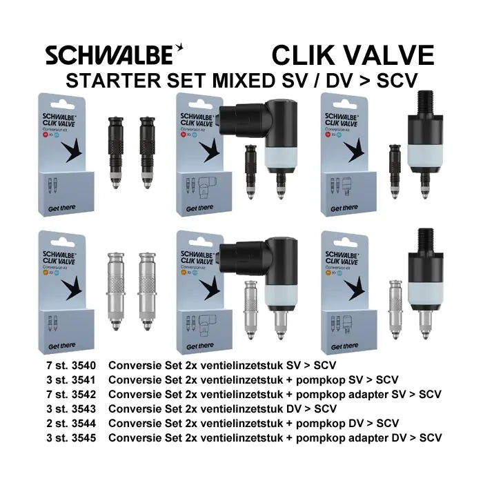 Schwalbe benelux b.v. Kit de conversión de válvula Schwalbe Clik SV-SCV DV-SCV 25 piezas