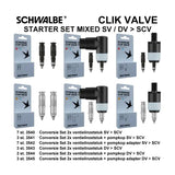 Schwalbe benelux b.v. Kit de conversión de válvula Schwalbe Clik SV-SCV DV-SCV 25 piezas