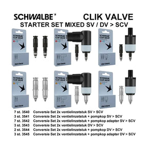 Schwalbe benelux b.v. Kit de conversión de válvula Schwalbe Clik SV-SCV DV-SCV 25 piezas