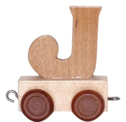 Bongers juguete letra j de madera con ruedas de 6 cm de alto