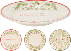 Home Styling Plato de postre navideño de loza ã˜19cm
