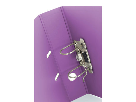 Carpeta canguro tamaño A4 con mecanismo de palanca de 2 anillas 75 mm violeta