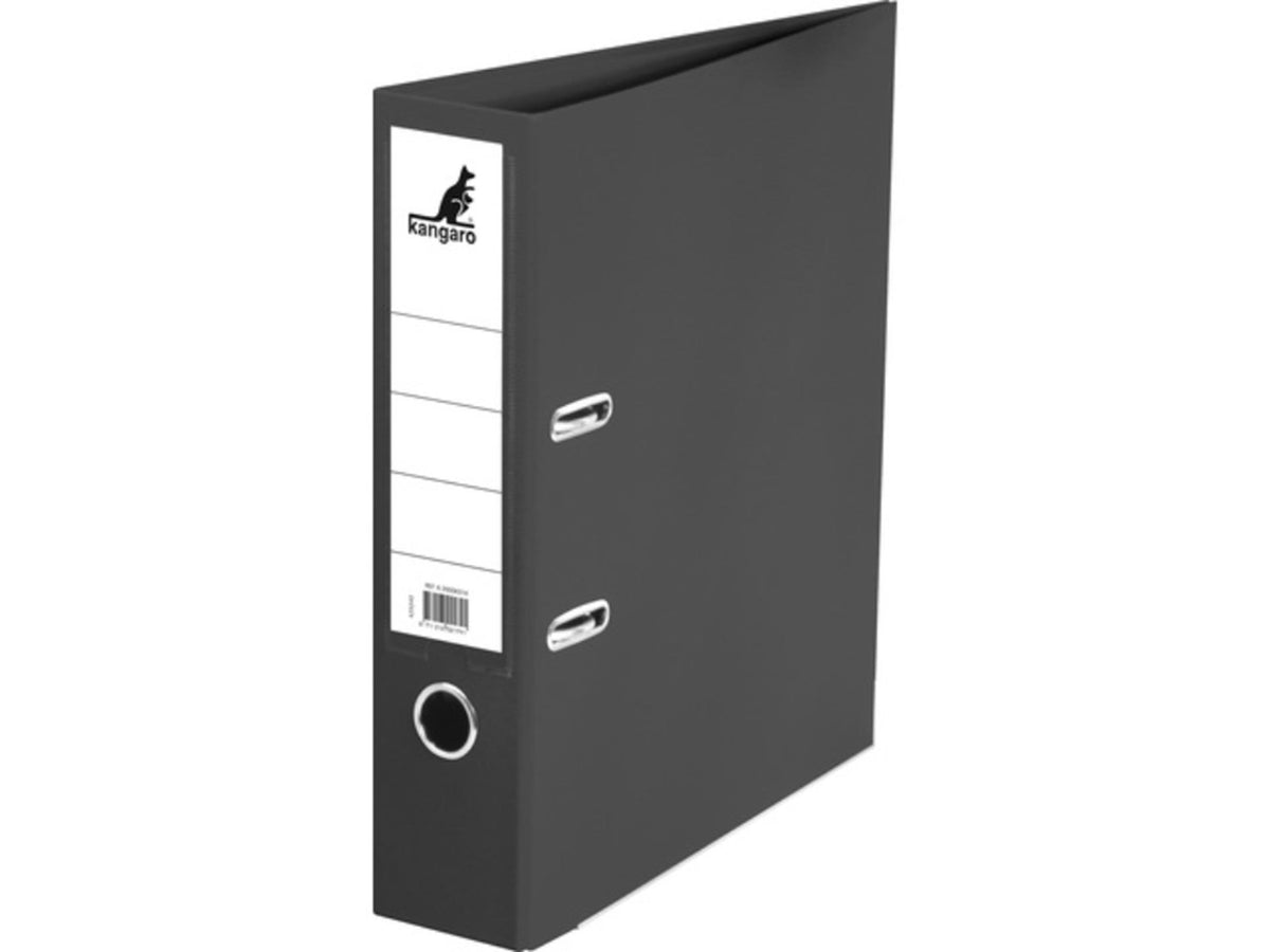 Carpeta canguro tamaño A4 con mecanismo de palanca de 2 anillas 75 mm negro
