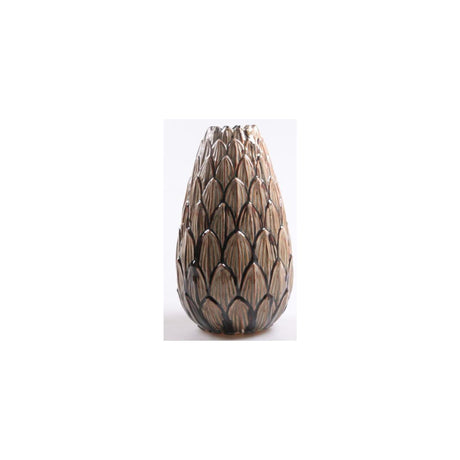 Season inspired decoration vaas dennenappel donkergroen 18x18x30cm