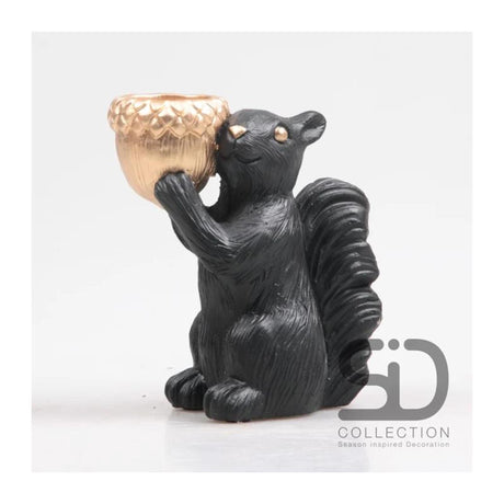Ardilla decorativa inspirada en la temporada con porta té 14,5x8,5x16,3cm negro
