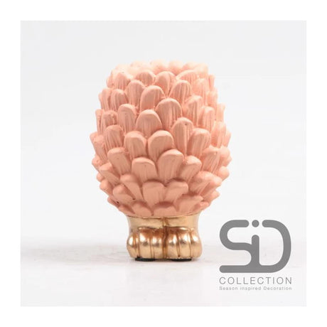 Jarrón con forma de piña y decoración inspirada en la temporada con pie 9x9x12cm beige rojo